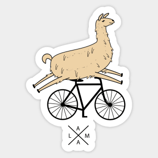 Lama rides a bicycle Sticker